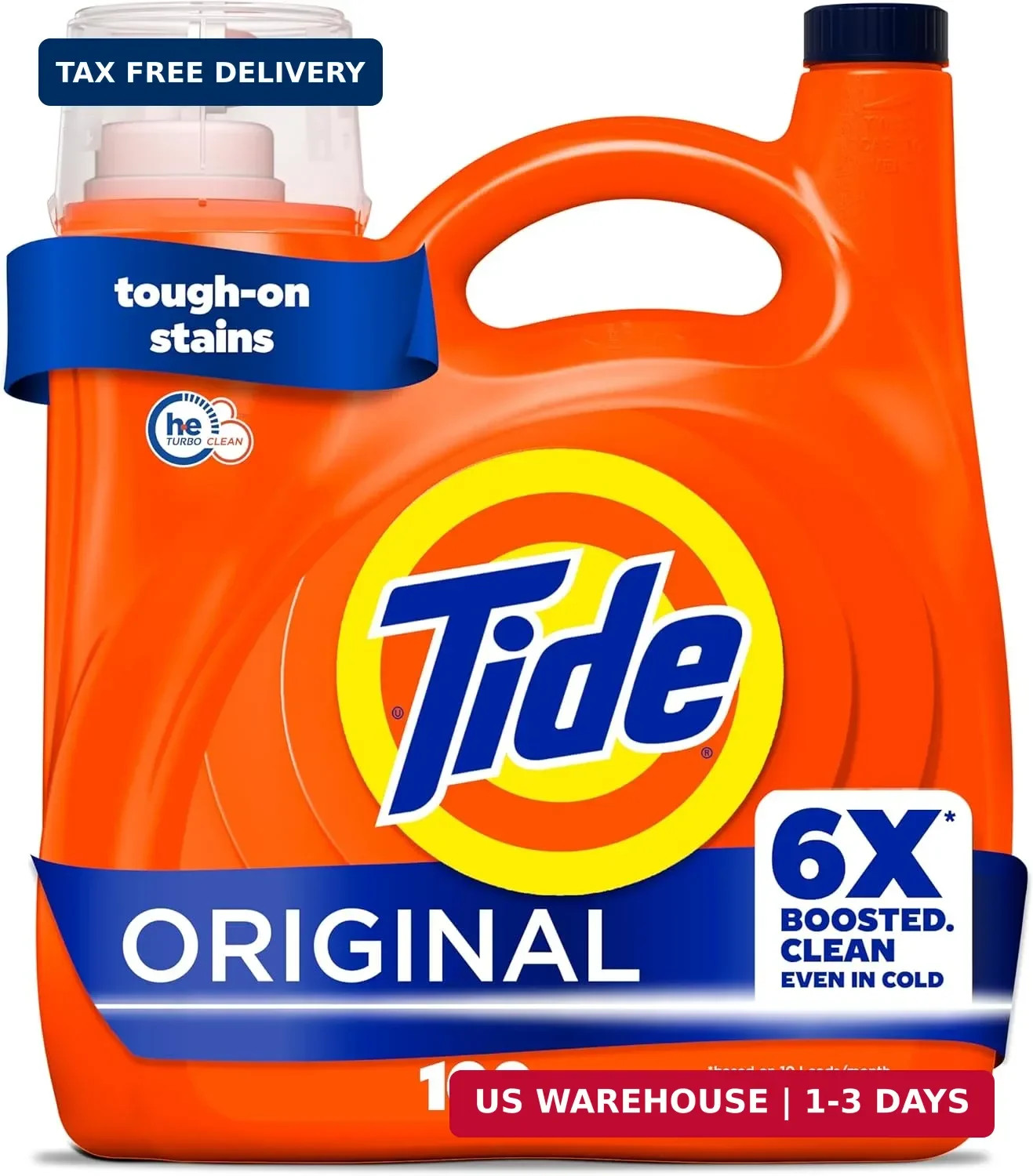 Tide Liquid Laundry Detergent, Original Scent, 125 fl oz, 100 Loads, Boosted Cle