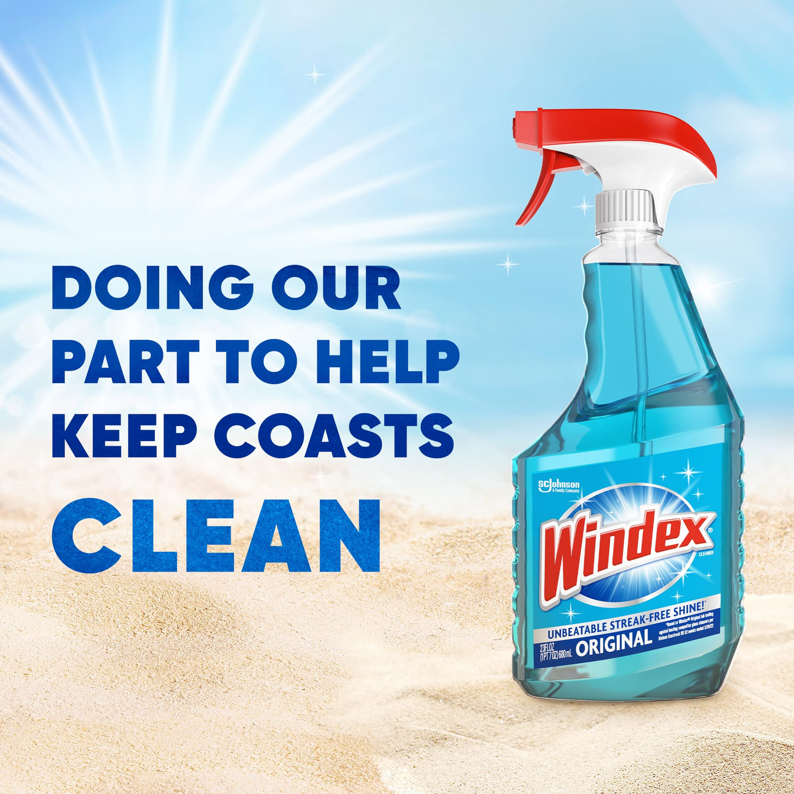 Windex Original Blue Glass Cleaner 23 Oz Pack of 2 Streak Free Shine