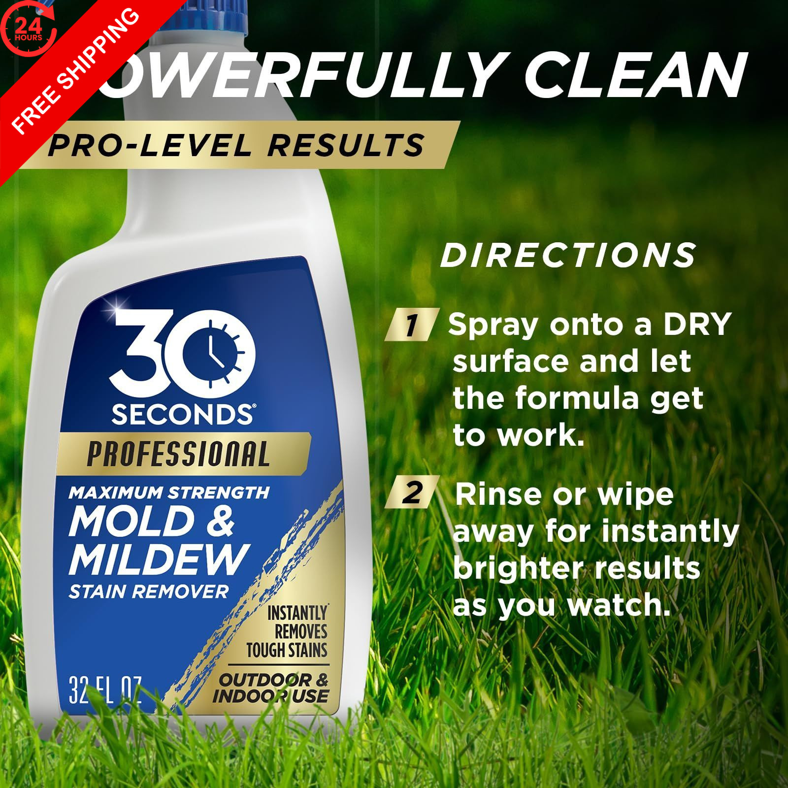 30 SECONDS Pro Mold & Mildew Stain Remover, Scrub-Free 32 Fl Oz (Pack of 1)