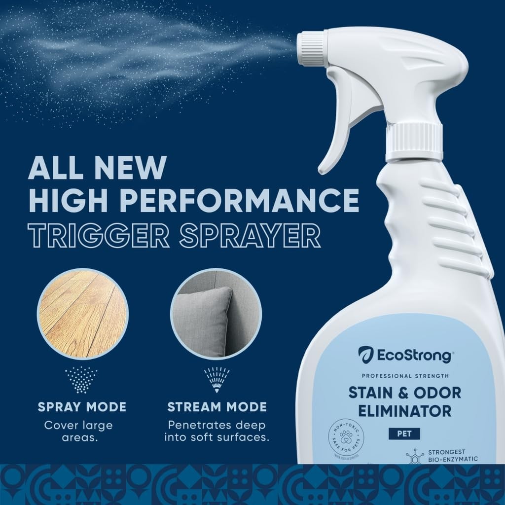Eco Strong Pet Stain & Odor Remover – Cat Urine Enzyme Cleaner Destroyer