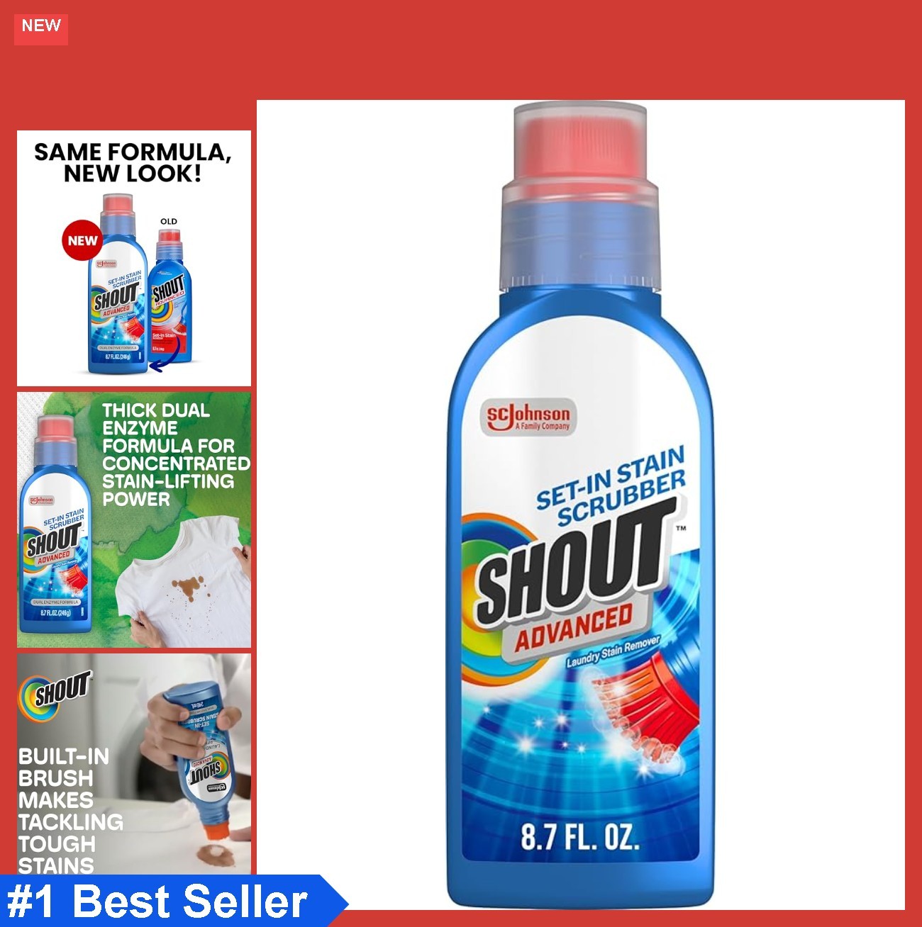 Stain Remover Gel 8.7oz Built-in Scrubber Brush for Clothes Laundry Ultra
