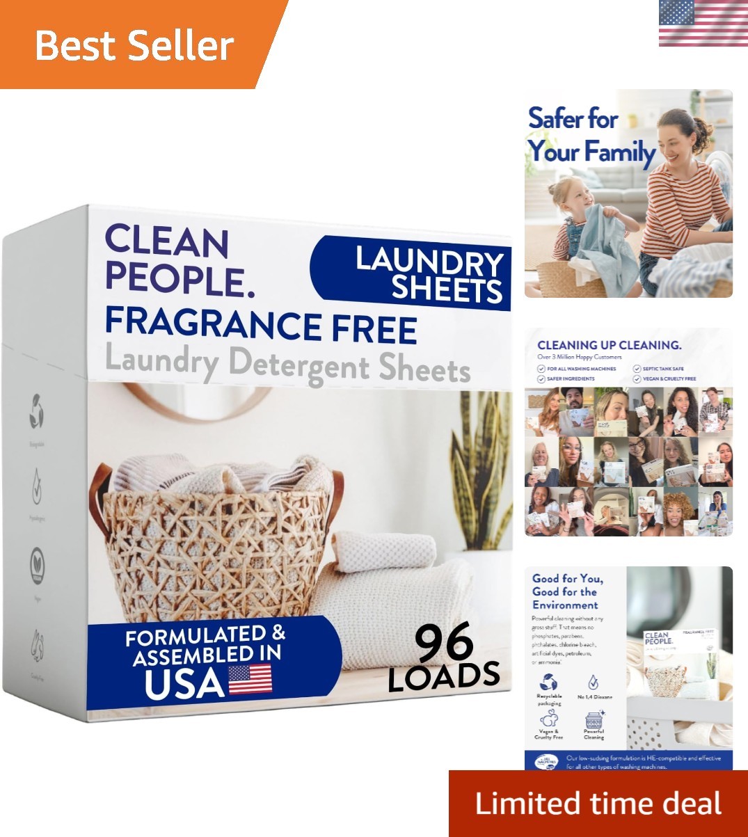 Fragrance Free Laundry Detergent Sheets – Laundry Soap – Ultra Concentrated, …