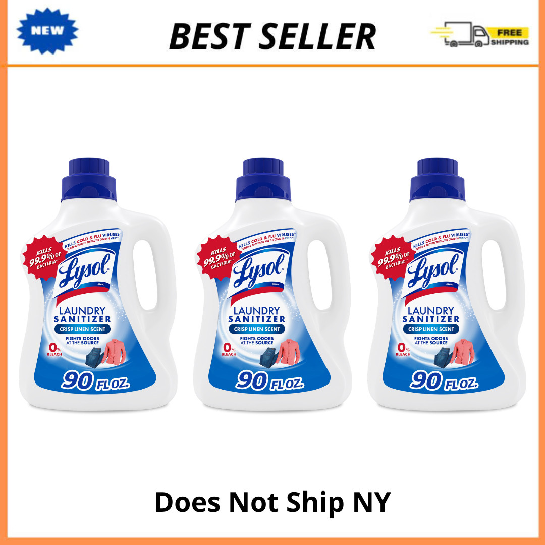 3PK Lysol Laundry Sanitizer Crisp Linen 90 oz, Kills 99.9% Bacteria Odor Reducer