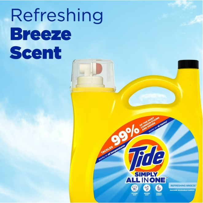 New 4 Pack Tide Simply All-In-One Laundry Detergent Refreshing Breeze 117 fl oz