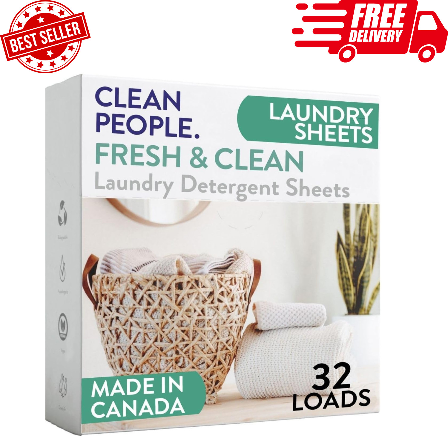 Clean People Laundry Detergent Sheets – Plant-Based, Hypoallergenic Laundry Soap