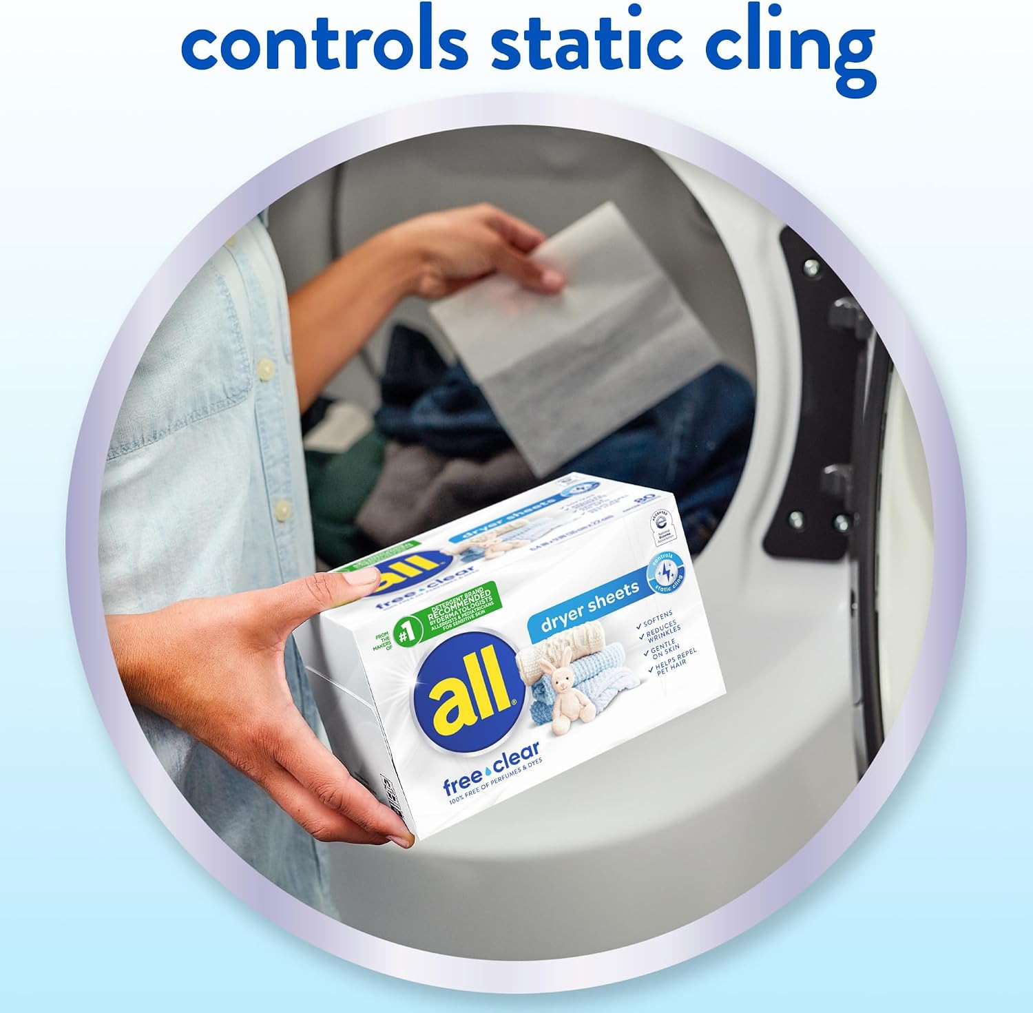 Free Clear Fabric Softener Dryer Sheets for Sensitive Skin, 195 Count, Hypoergen