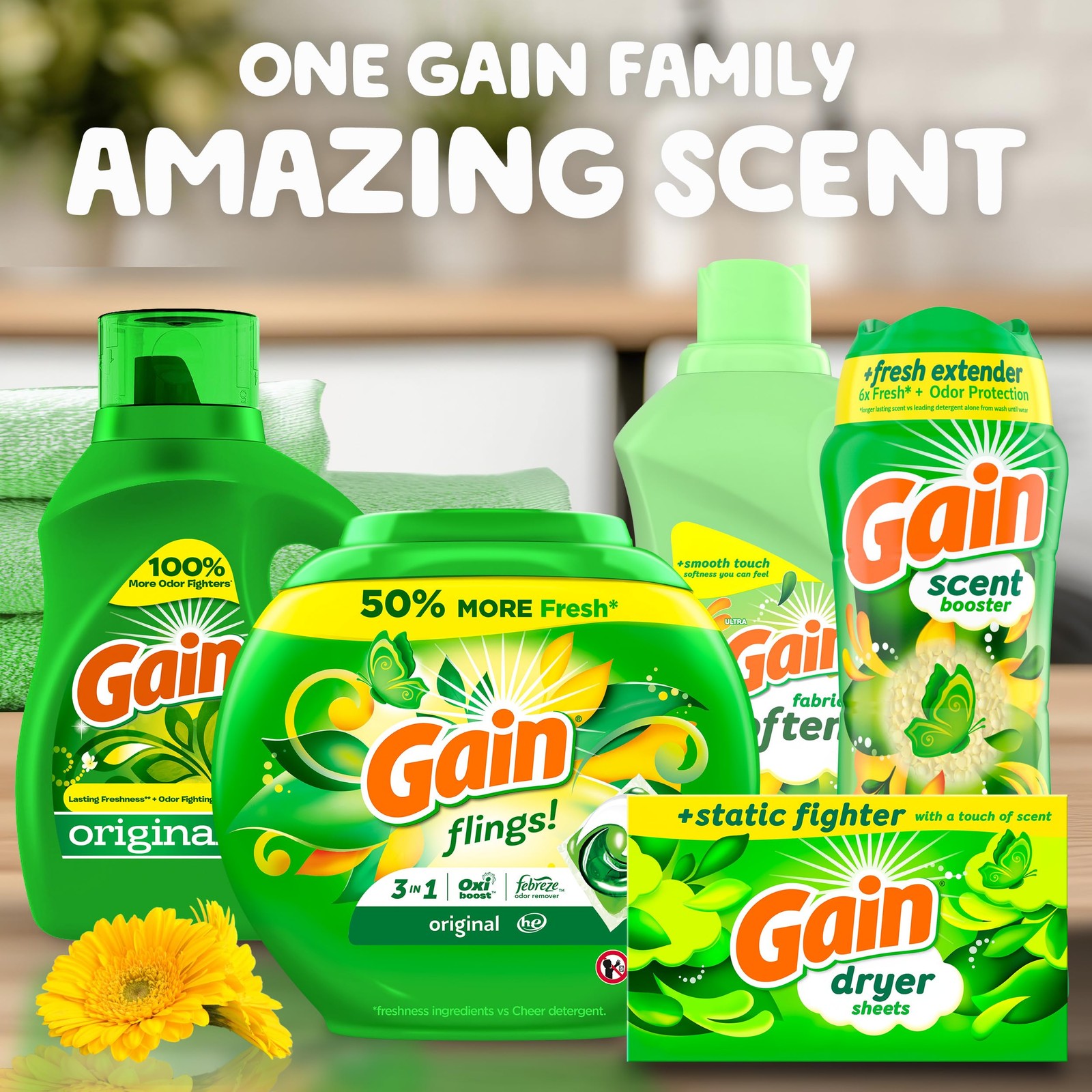 Gain In-Wash Laundry Scent Booster, Original Scent, 24.0 OZ, Fresh Extender