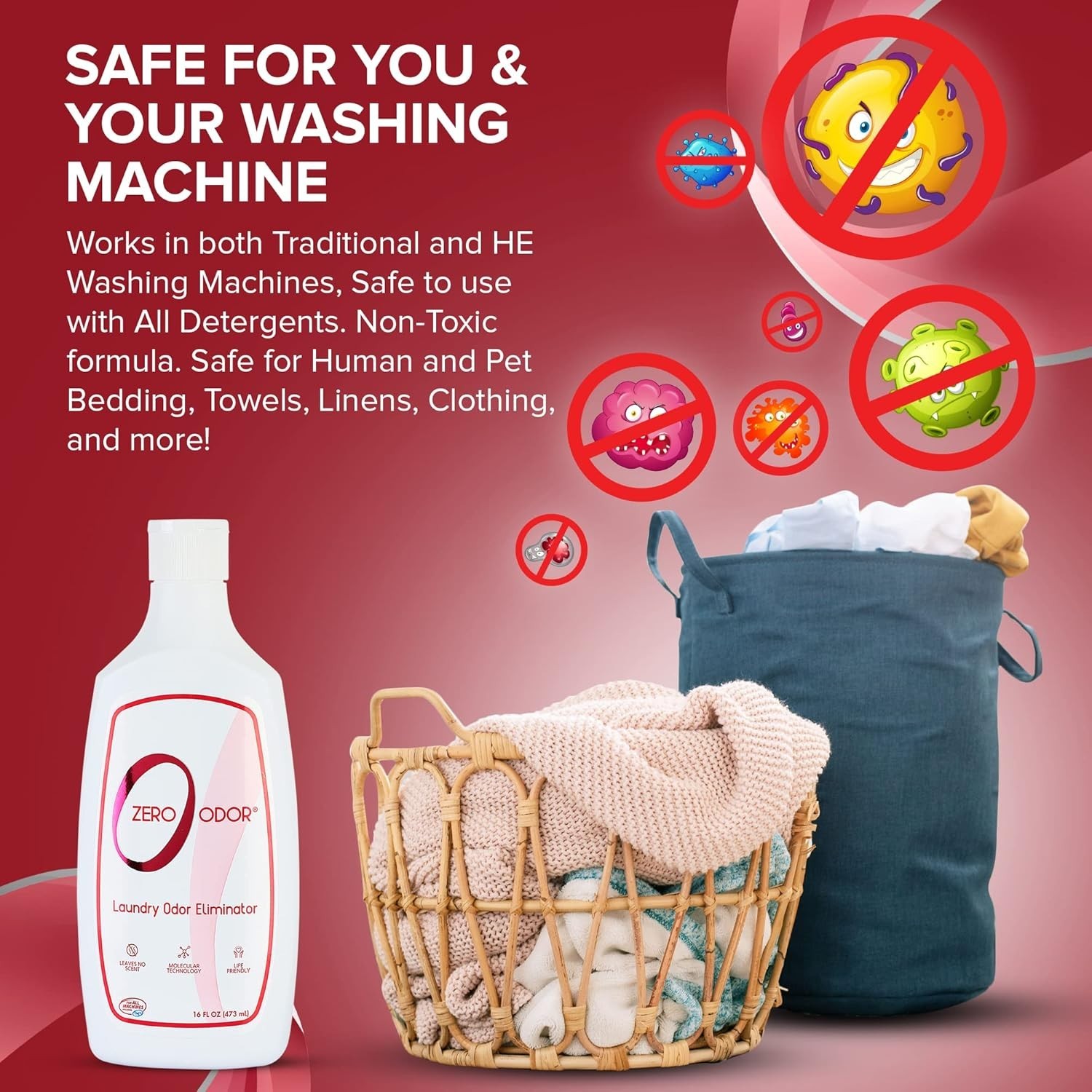Permanently Eliminate Laundry Odors – 16oz Unscented Formula for All Fabrics