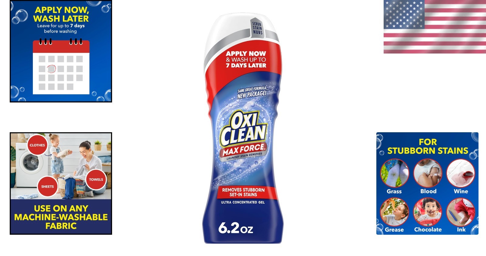 Max Force Stain Remover Gel Stick 6.2 oz – Fragrance Free & Chlorine Free