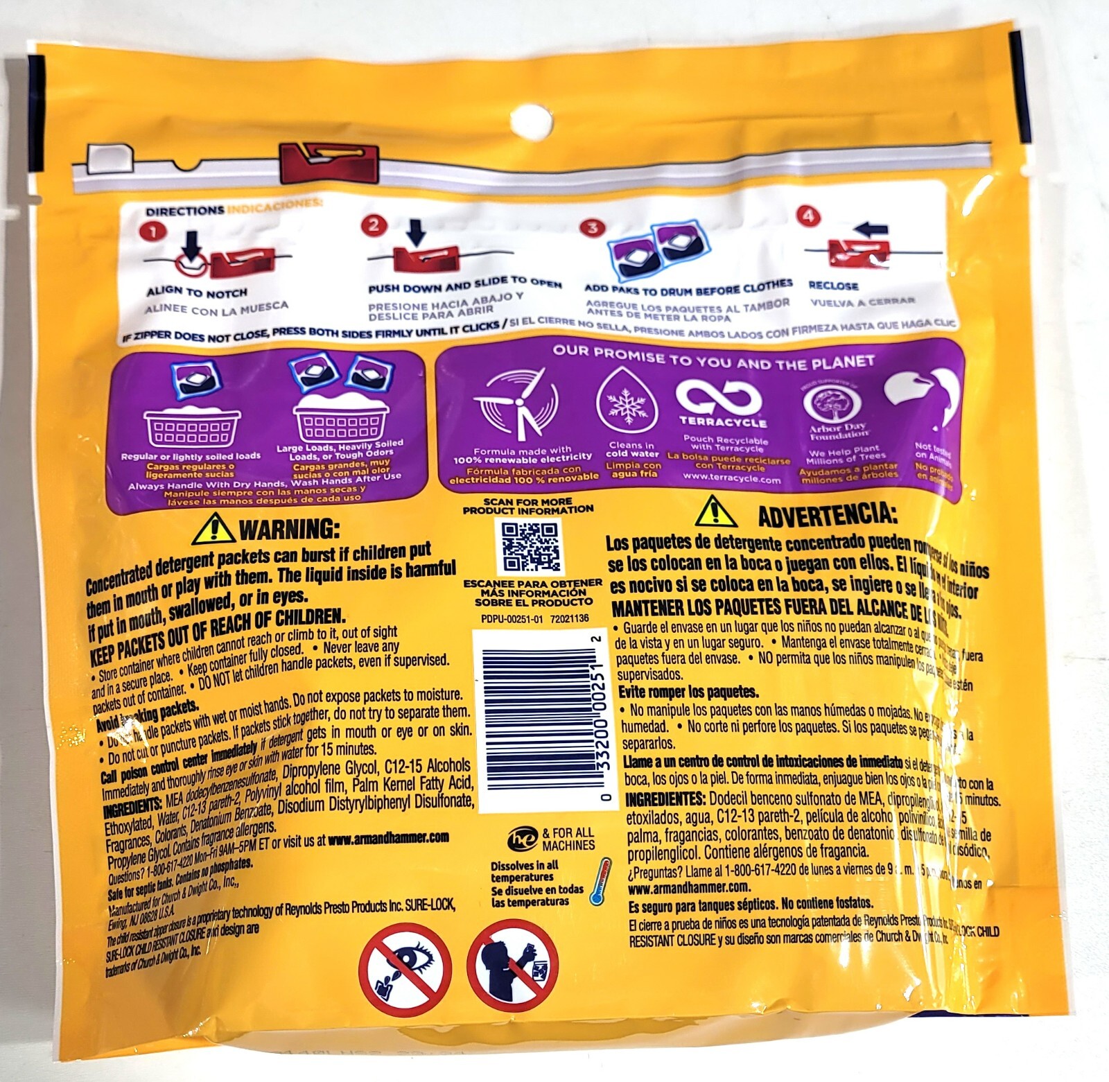 Arm & Hammer Oxi Clean w/Odor Blasters LAUNDRY DETERGENT 5-IN-1 Power Pak 4 Bags