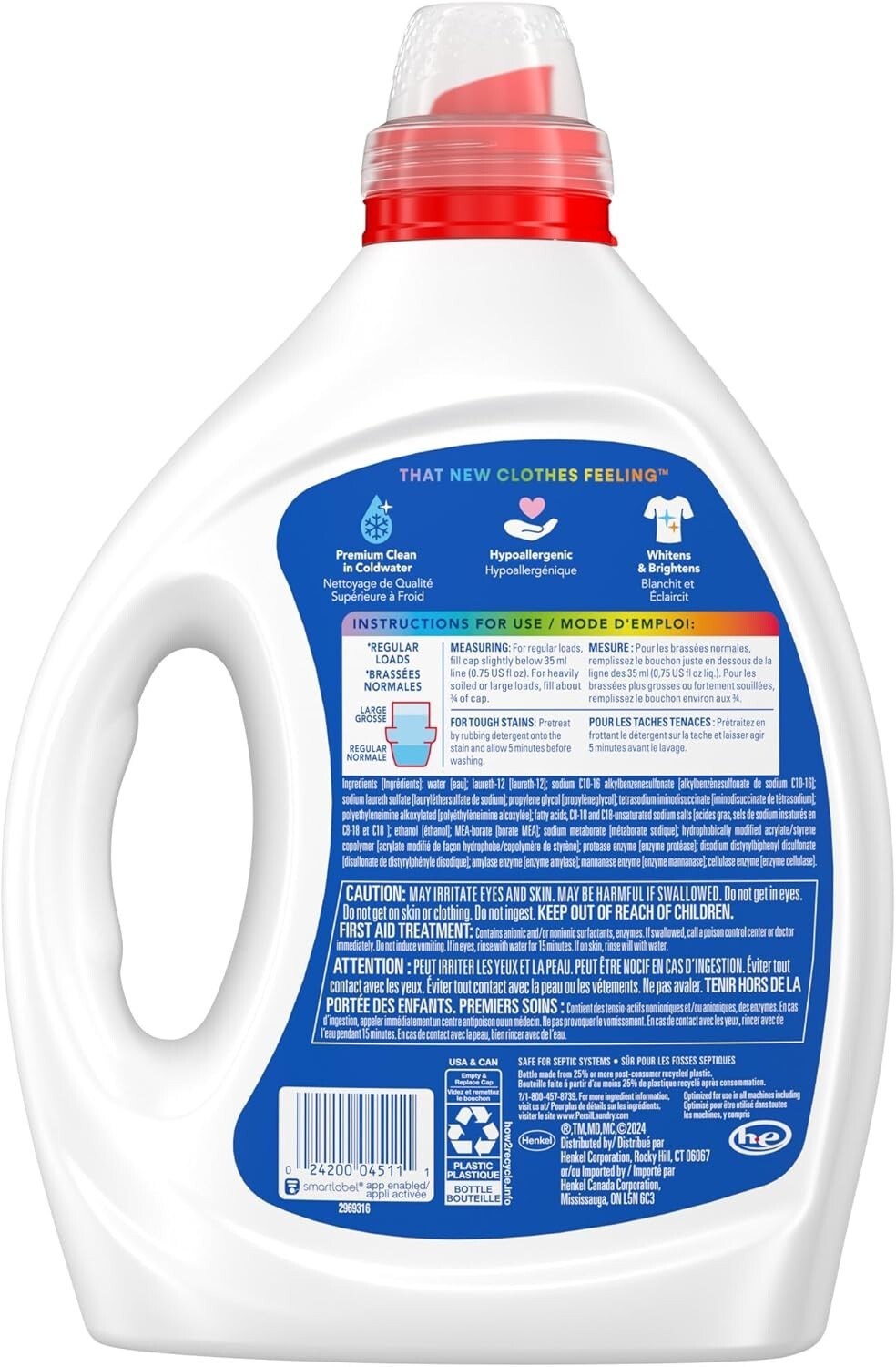 Persil Free Sensitive Liquid Laundry Detergent Unscented Hypoallergenic 110 load