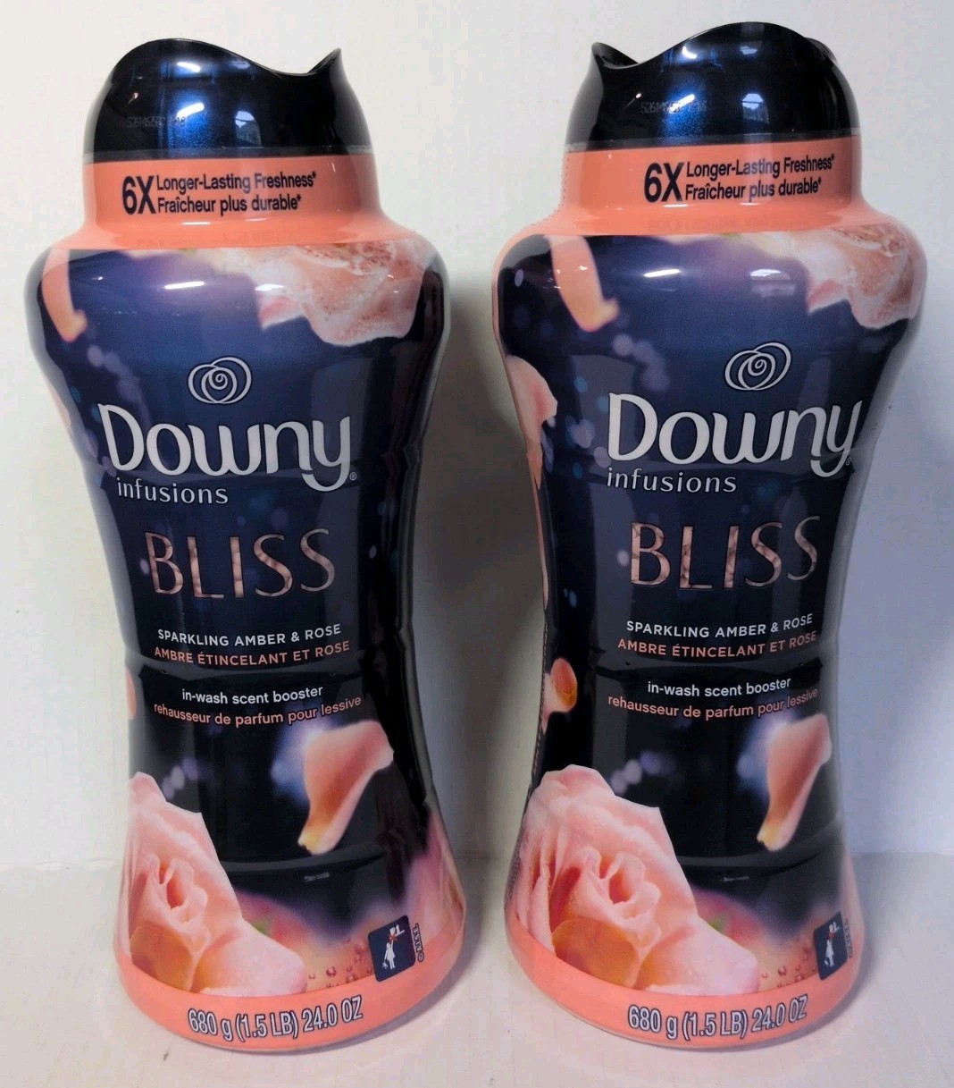 Downy Infusions Bliss Sparkling Amber Rose Scent Booster Beads 24oz Lot Of 2