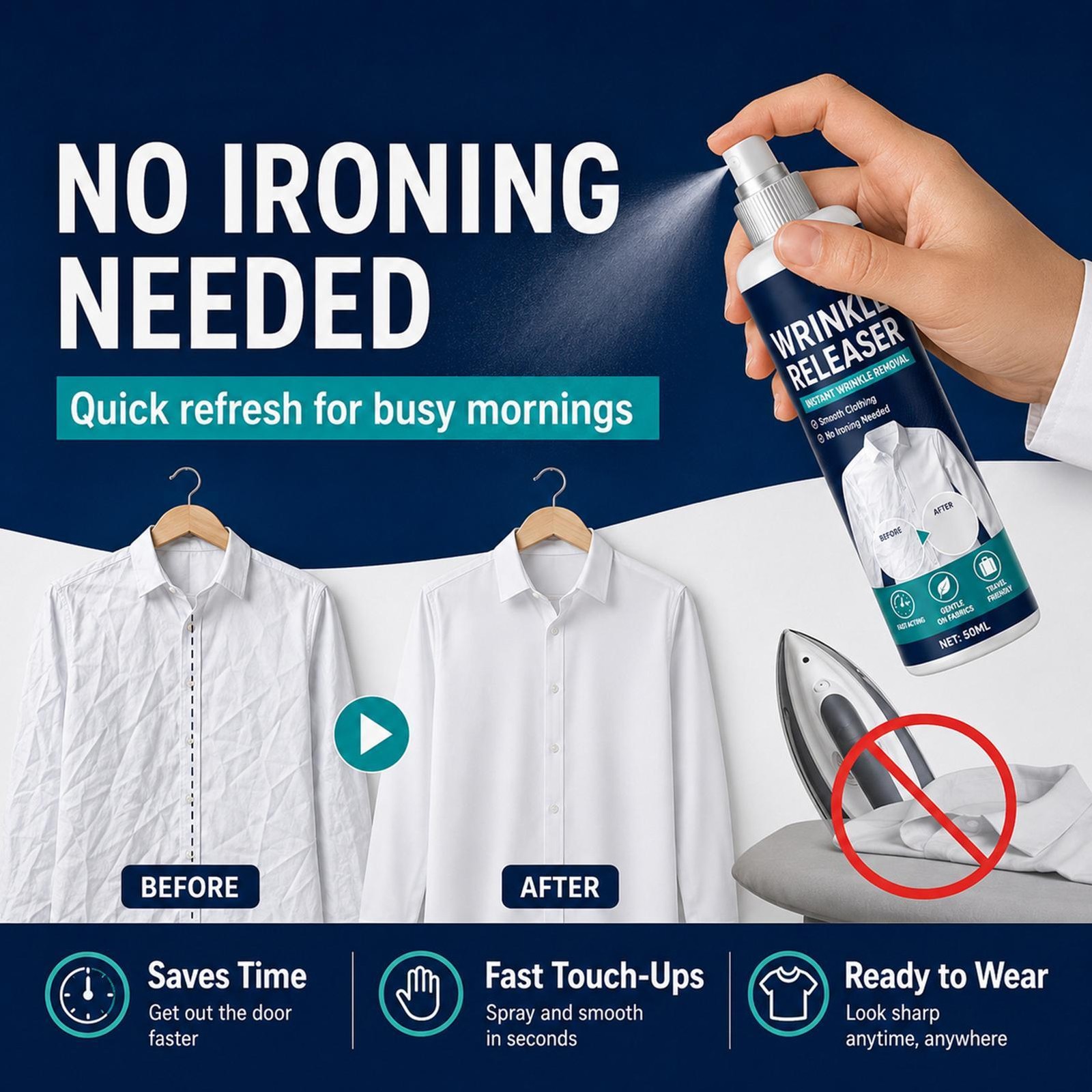 Instant Wrinkle Releaser Spray,Clothes Wrinkle Release Spray,No Iron,Anti Static