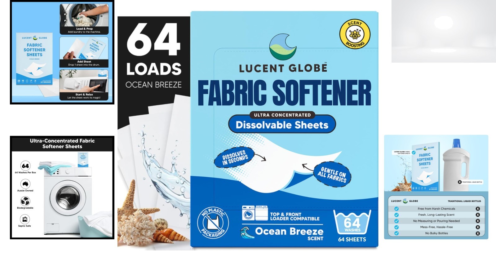Fabric Softener Sheets Travel Size Odor Fighting Hypoallergenic for All Machines