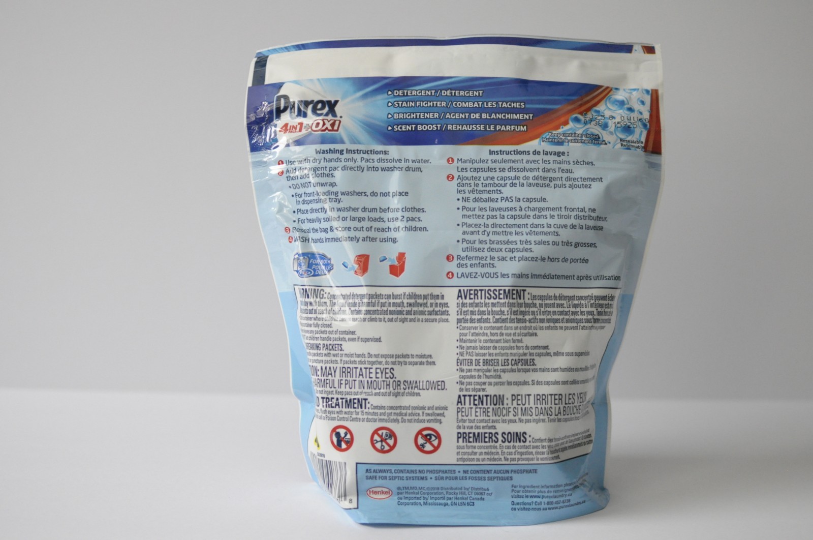 Purex 4 in 1 + OXI Laundry Detergent Pacs 22 Capsules Stain Fighter Brightener