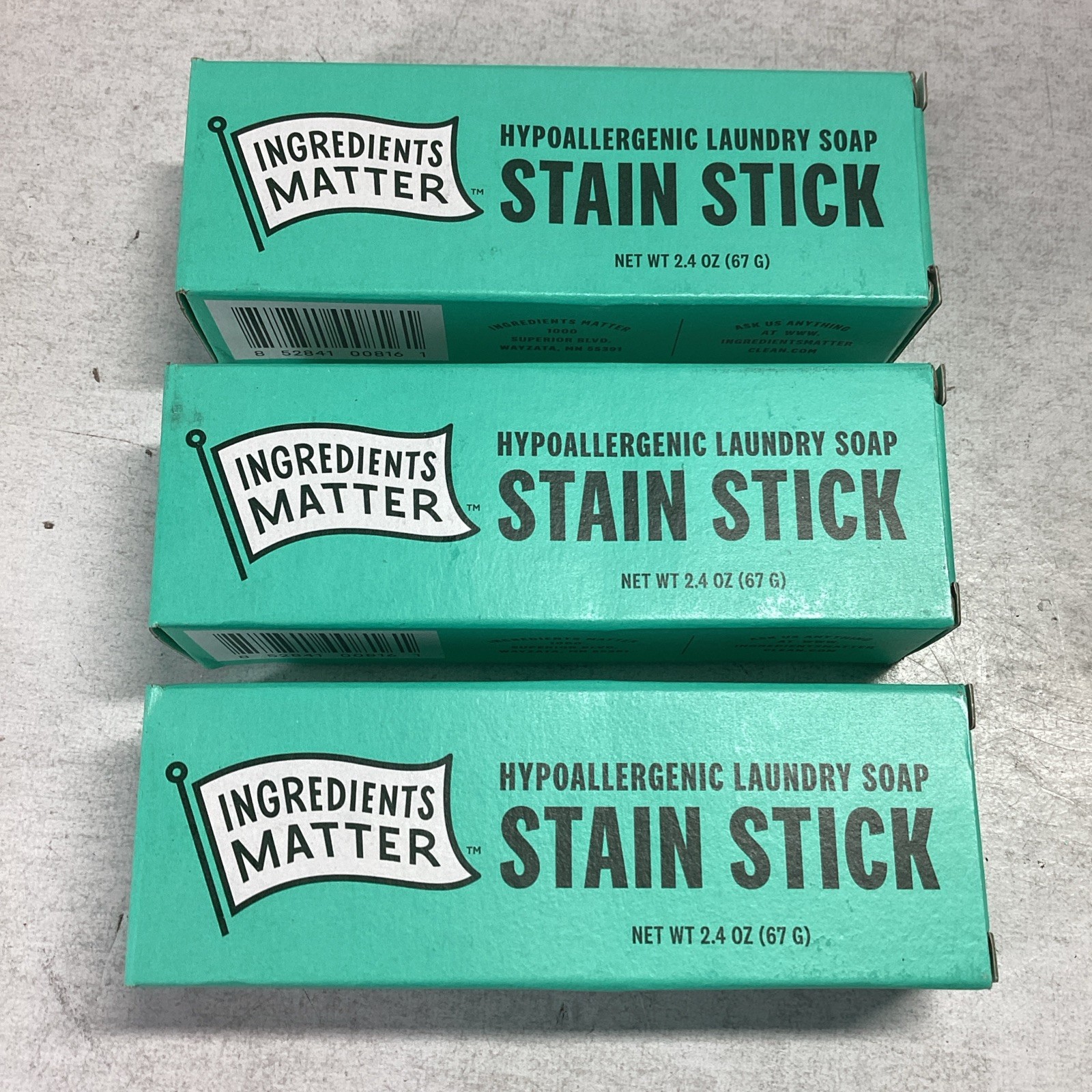 3x Ingredients Matter Hypoallergenic Laundry Soap Stain Stick 2.4oz
