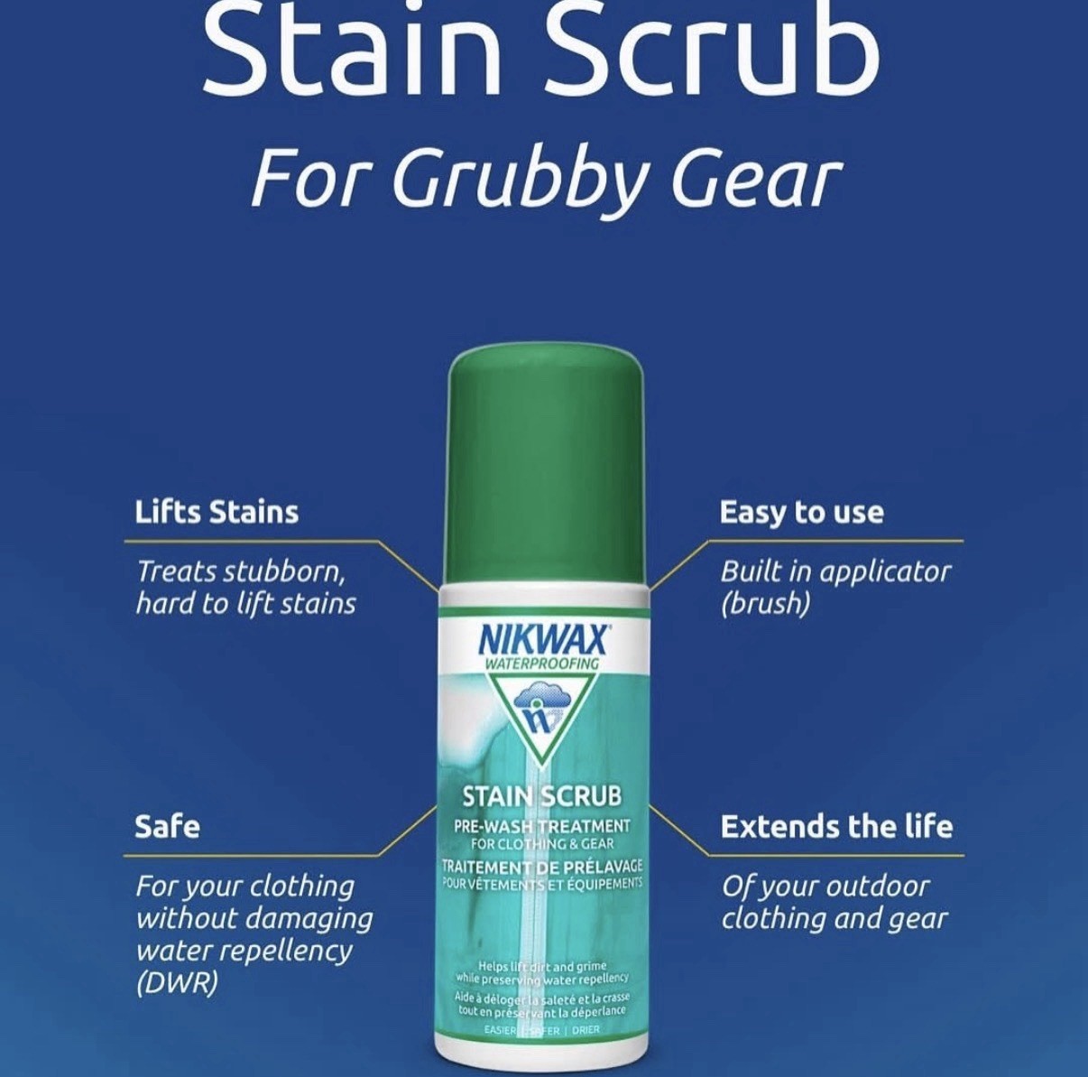 Nikwax Stain Scrub, Pre-Wash Treatment For Clothing/Gear 4.2 Fl Oz (Pack of 1)
