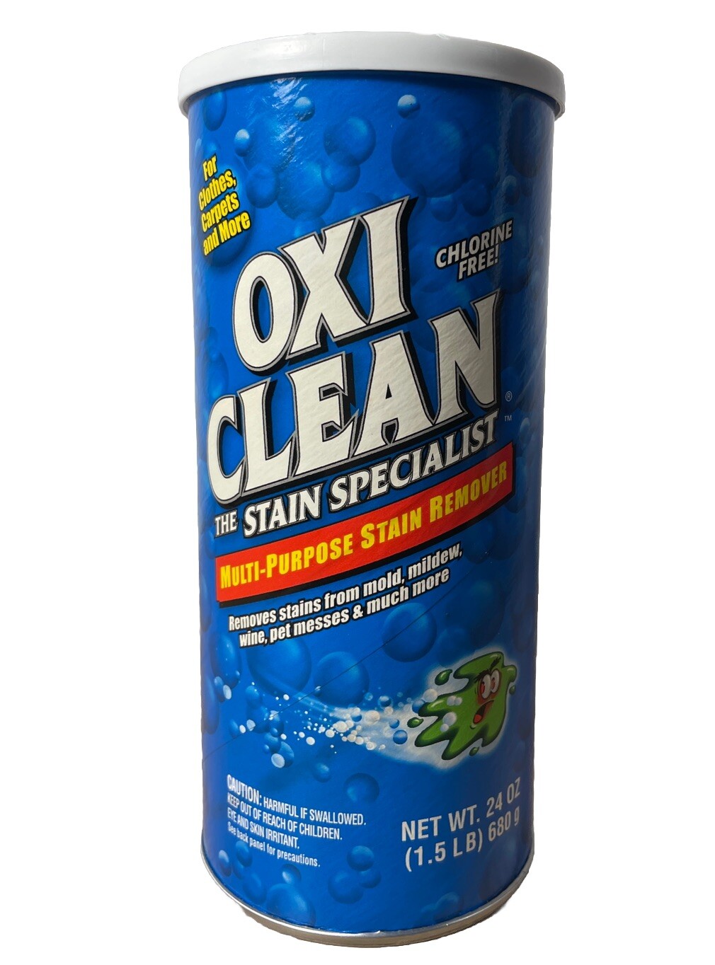 OXICLEAN Stain Remover Powder Orange Glo 24 Oz VTG NEW Sealed Old Stock Blue Can