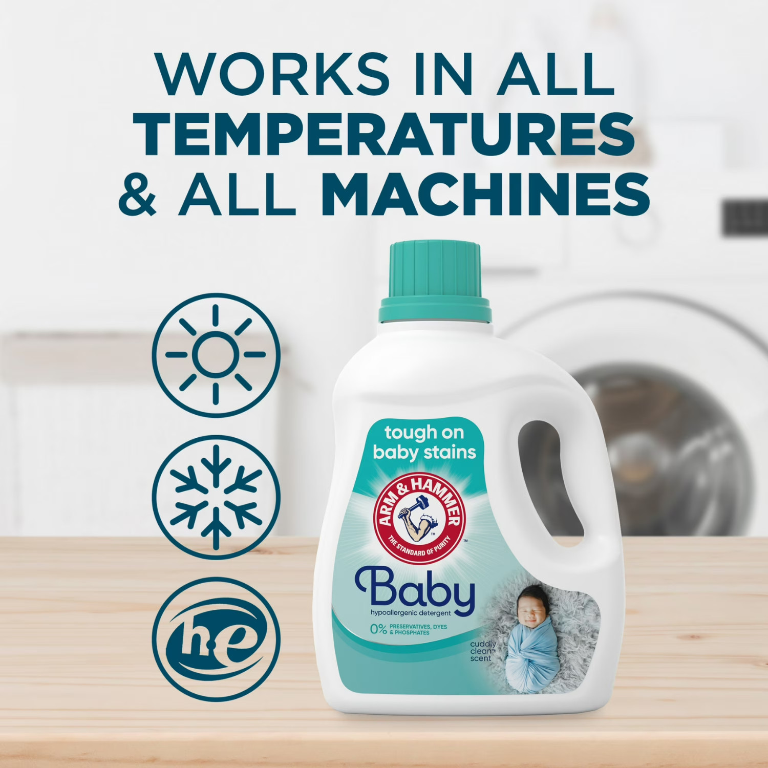 (4 pack) ARM & HAMMER Baby Hypoallergenic Laundry Detergent 100.5 fl oz 77 Loads