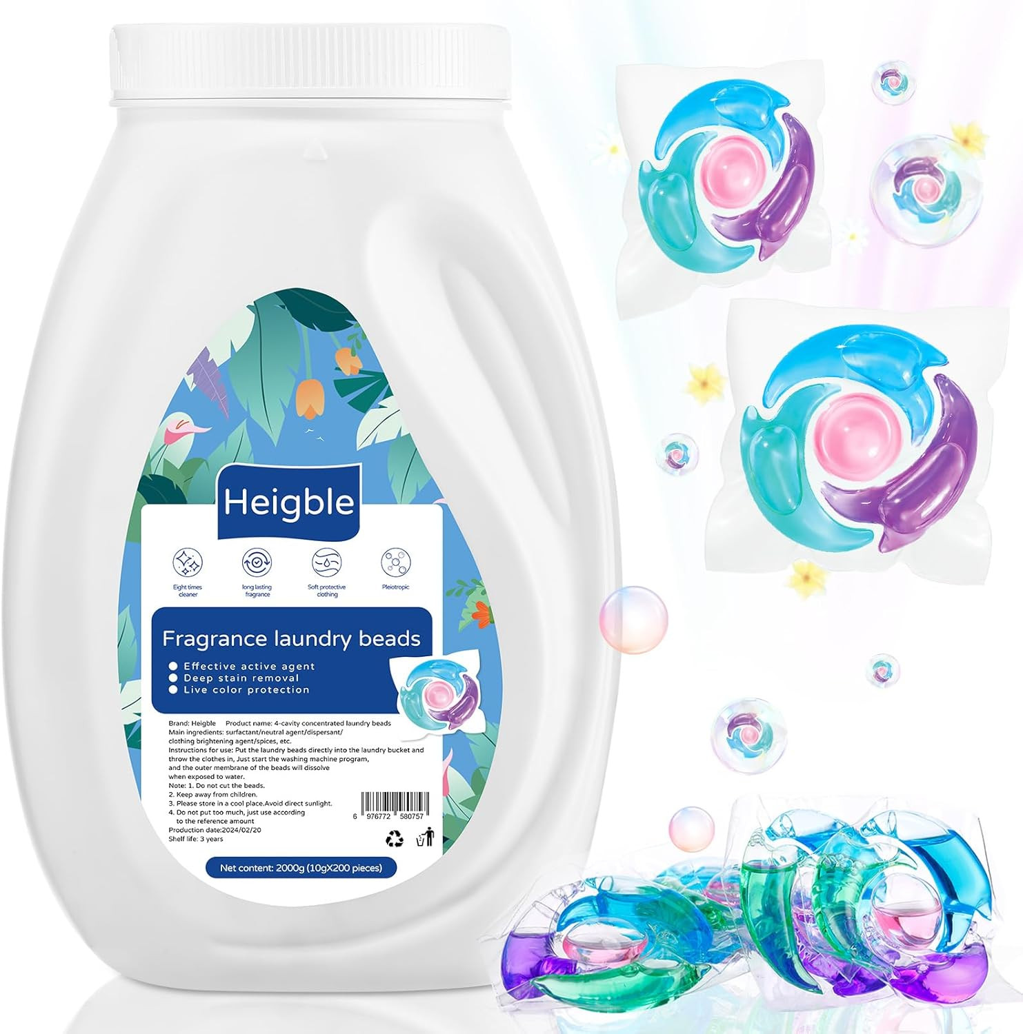 200 Count Laundry Detergent Pods Bulk 4 in 1 Washing Machine Detergent Pods Ultr