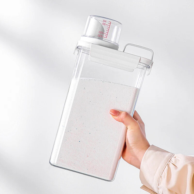 Airtight Laundry Detergent Dispenser w/ Measuring Cup – 1.8L/2.3L Storage Jug