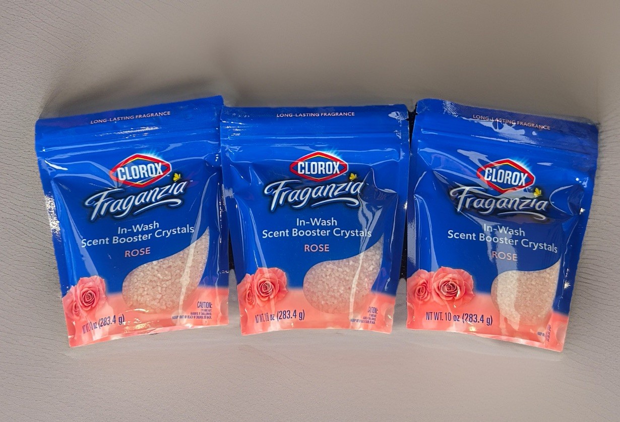 3x Clorox Fraganzia ROSE In Wash Scent Booster Crystals 10oz Ea