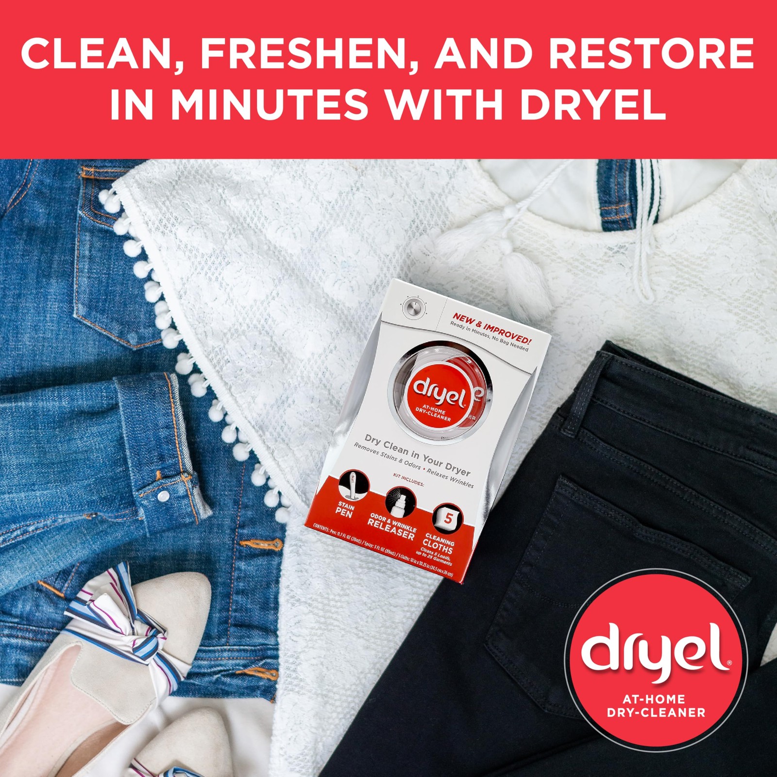 dryel AtHome Dry Cleaner Starter Kit with Wrinkle Release Spray, New and Impr…