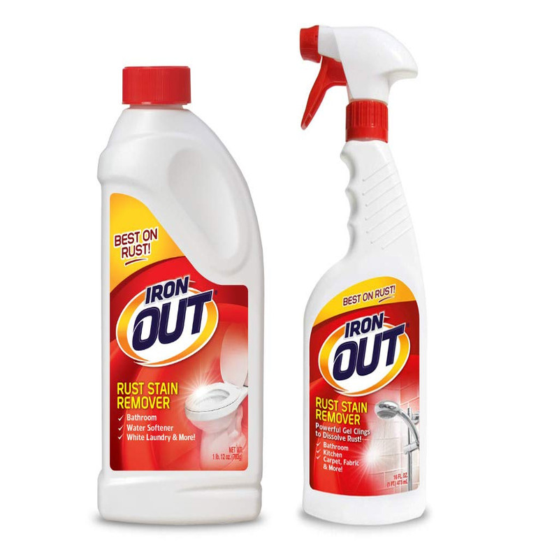 Iron Out Rust Stain Remover Powder 1 Lb 12 Oz And Powerful Gel Spray 16 Fl Oz