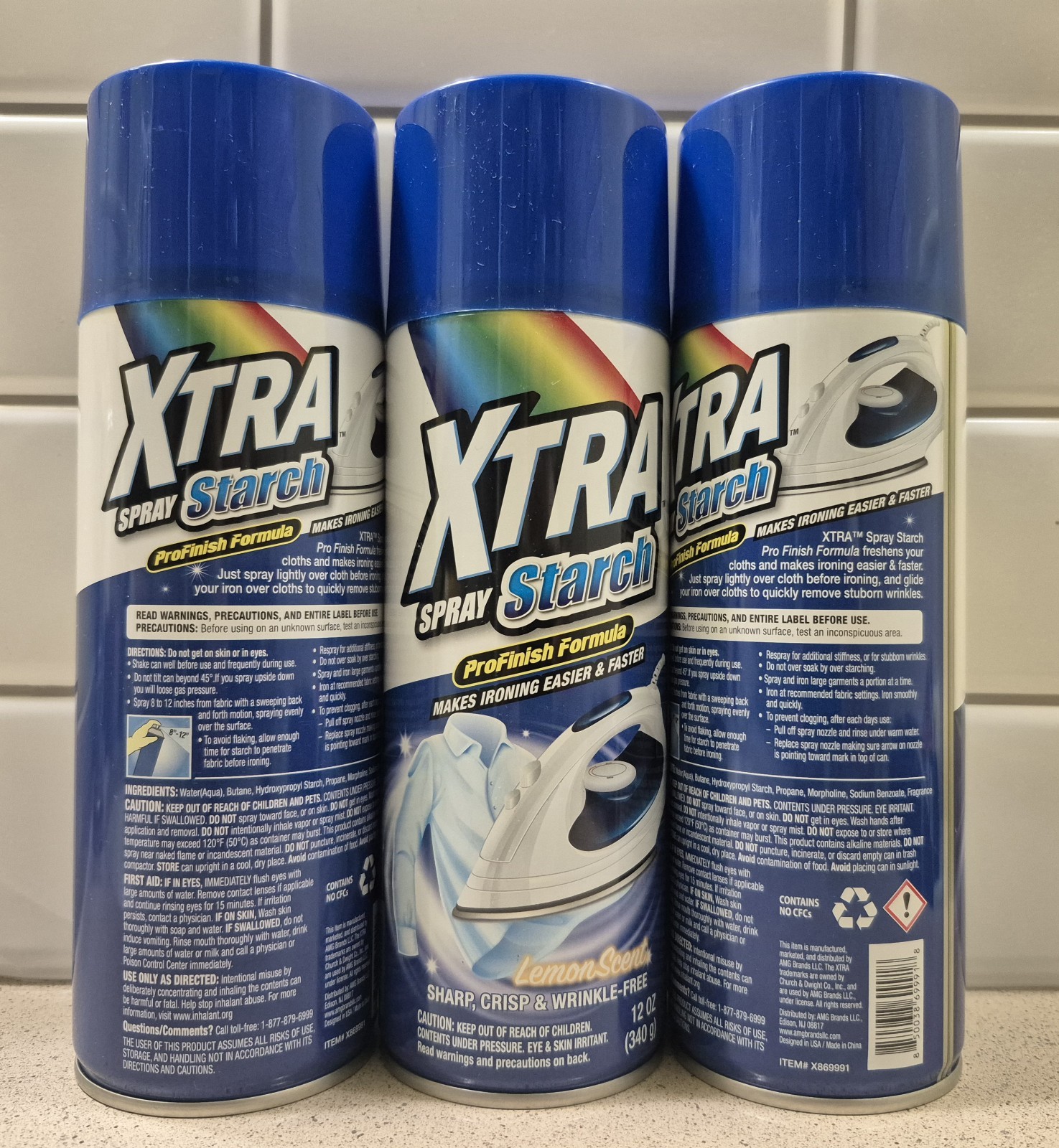 3-Piece Set XTRA SPRAY STARCH-LEMON SCENTED -Pro Finish Formula SHIPS FREE!