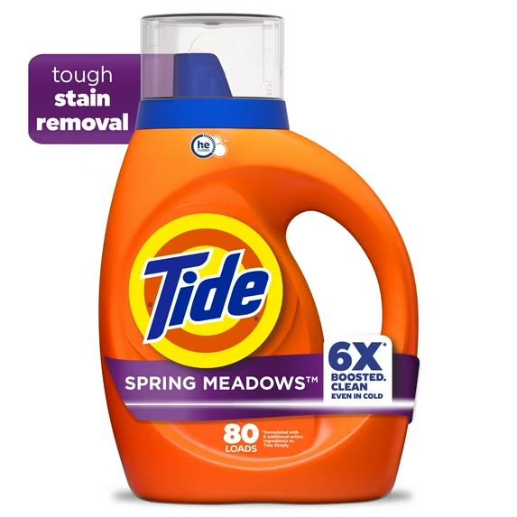 Tide Laundry Detergent Liquid 80 fl oz Spring Meadow 6X Cleaning Power 64 Loads
