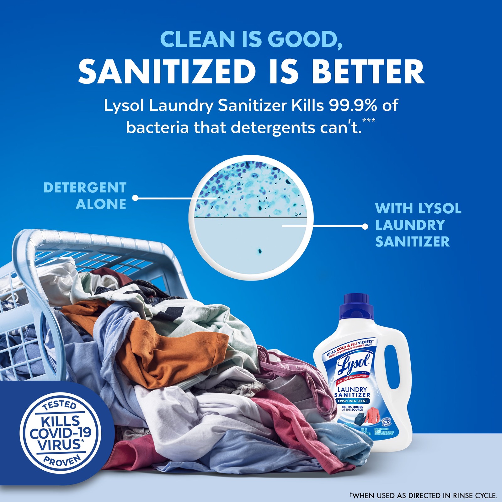 Laundry Sanitizer Liquid Additive for Clothes&Linens, Crisp Linen Scent,90 fl oz