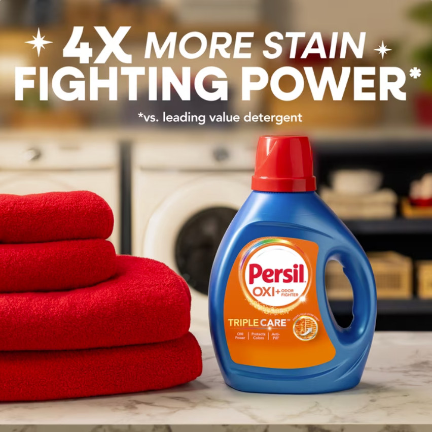 Persil Advanced Clean Oxi+Odor Fighter Liquid Laundry Detergent, 126 oz, 150 Loa