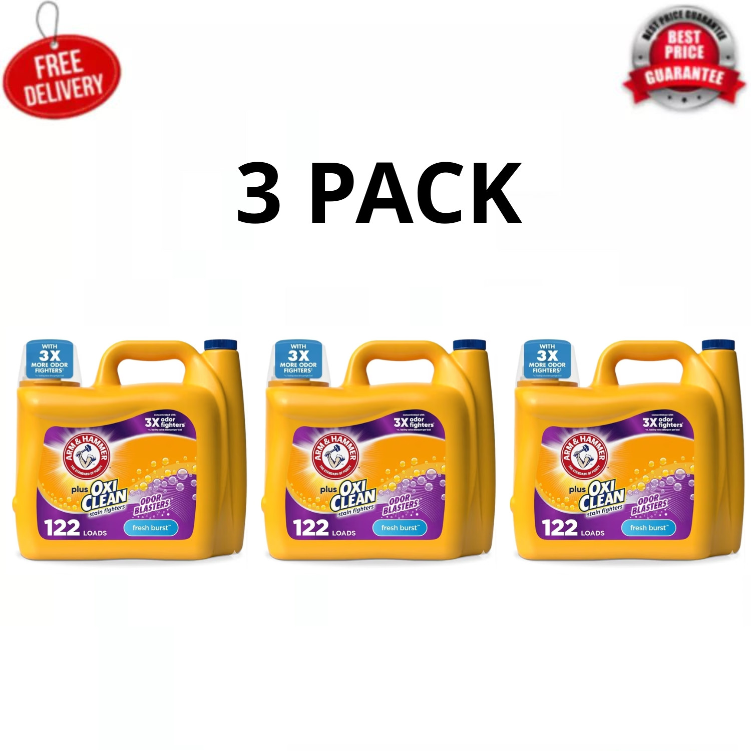 ARM & HAMMER Plus OxiClean Odor Blasters Fresh Burst Detergent 158.6 oz, 3 Pack