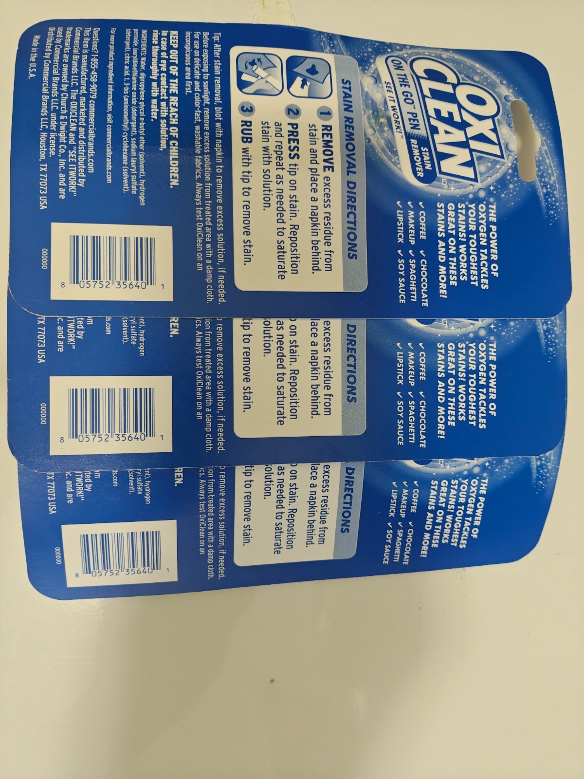 OxiClean On The Go Pen Stain Remover 3 Pack – BONUS SIZE 10% MORE!!! 66ml