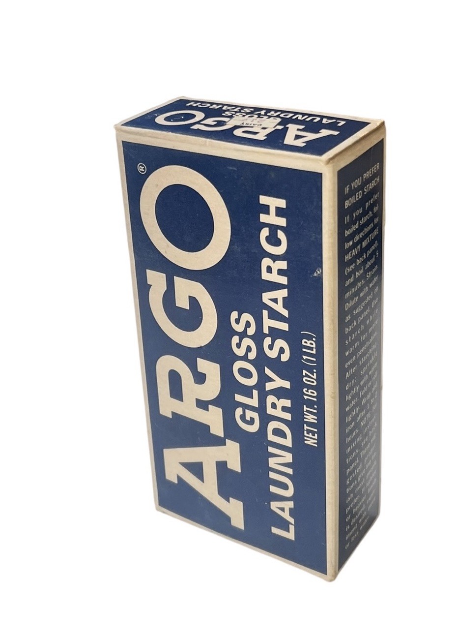 Vintage ARGO Gloss Laundry Starch 16 oz Box Blue NOS Sealed Prop Rare