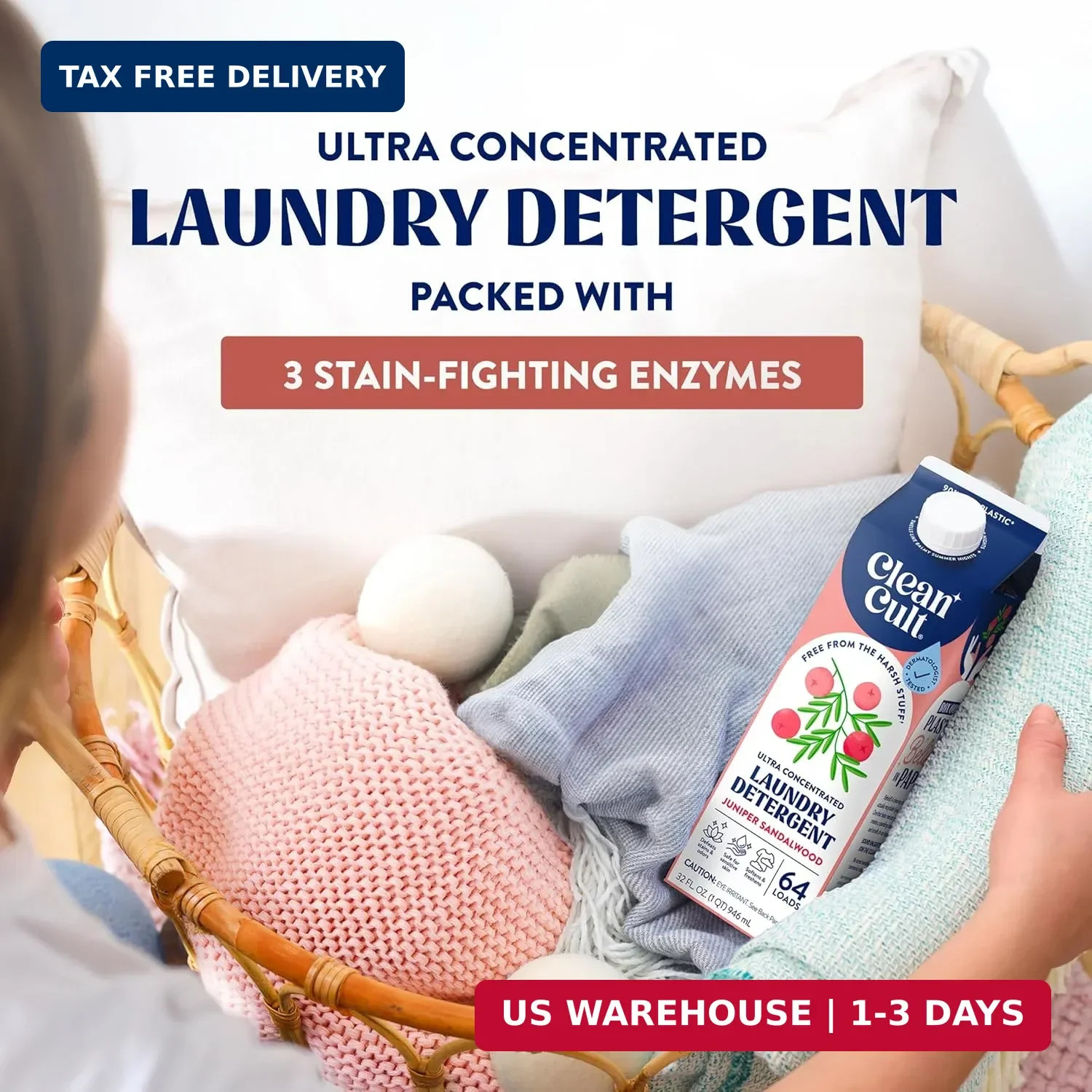 Ultra Concentrated Liquid Laundry Detergent Soap, 64 loads (32 oz), Long Lasting