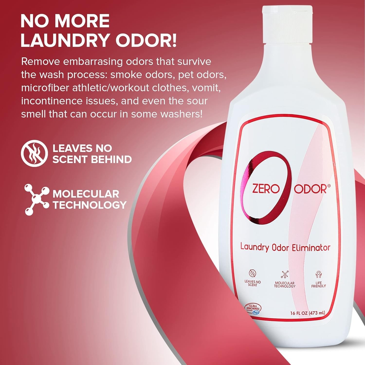 Permanently Eliminate Laundry Odors – 16oz Unscented Formula for All Fabrics