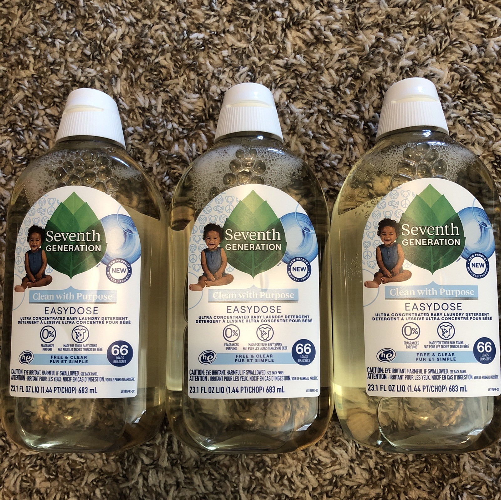 (3 Units)Easy Ultra Concentrated Baby Laundry Detergent, Free Clear, 23.1 fl oz