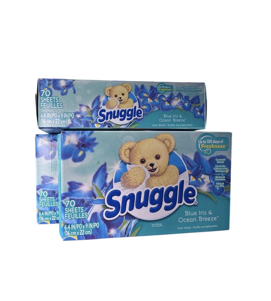 3 Snuggle Fabric Softener Dryer Sheets, Blue Iris & Ocean Breeze Discontinued