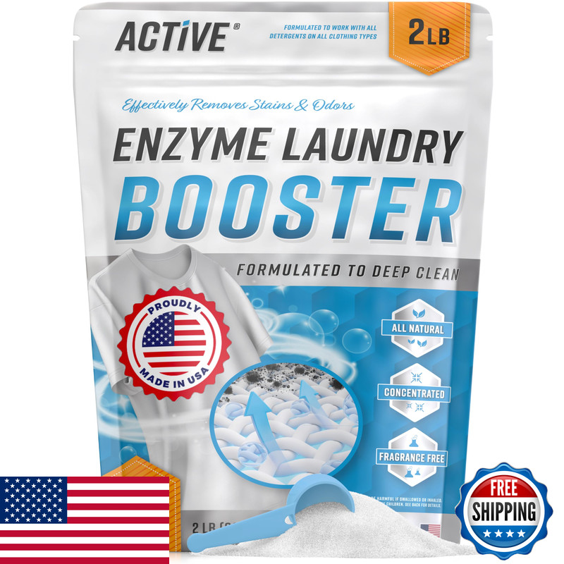 Enzyme Laundry Booster Odor Remover – 2 Lbs Unscented Enzymatic Clothes Stain
