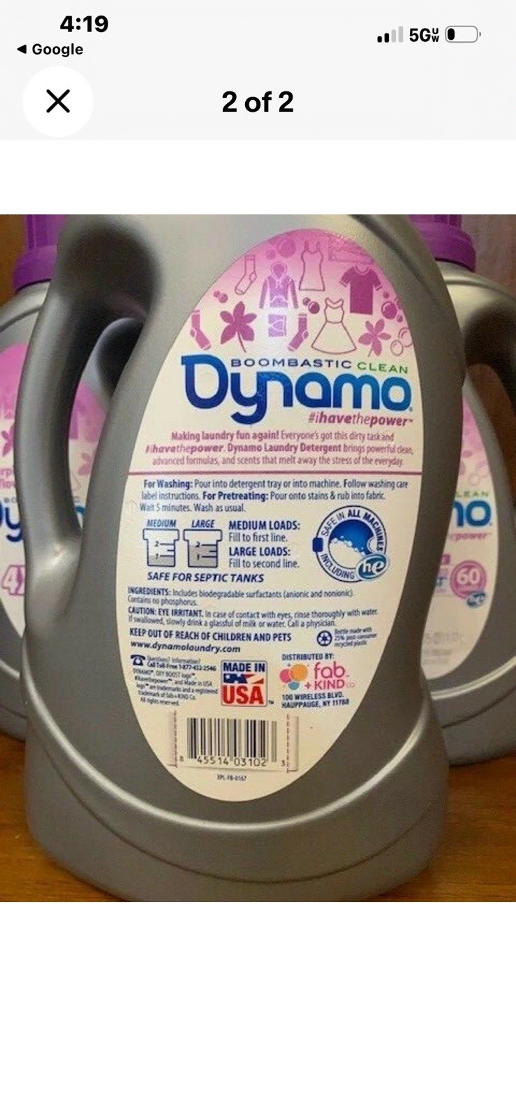 Dynamo 4X Concentrated Oxi Boost HE Hypoallergenic Purple Wildflowers 60 Loads