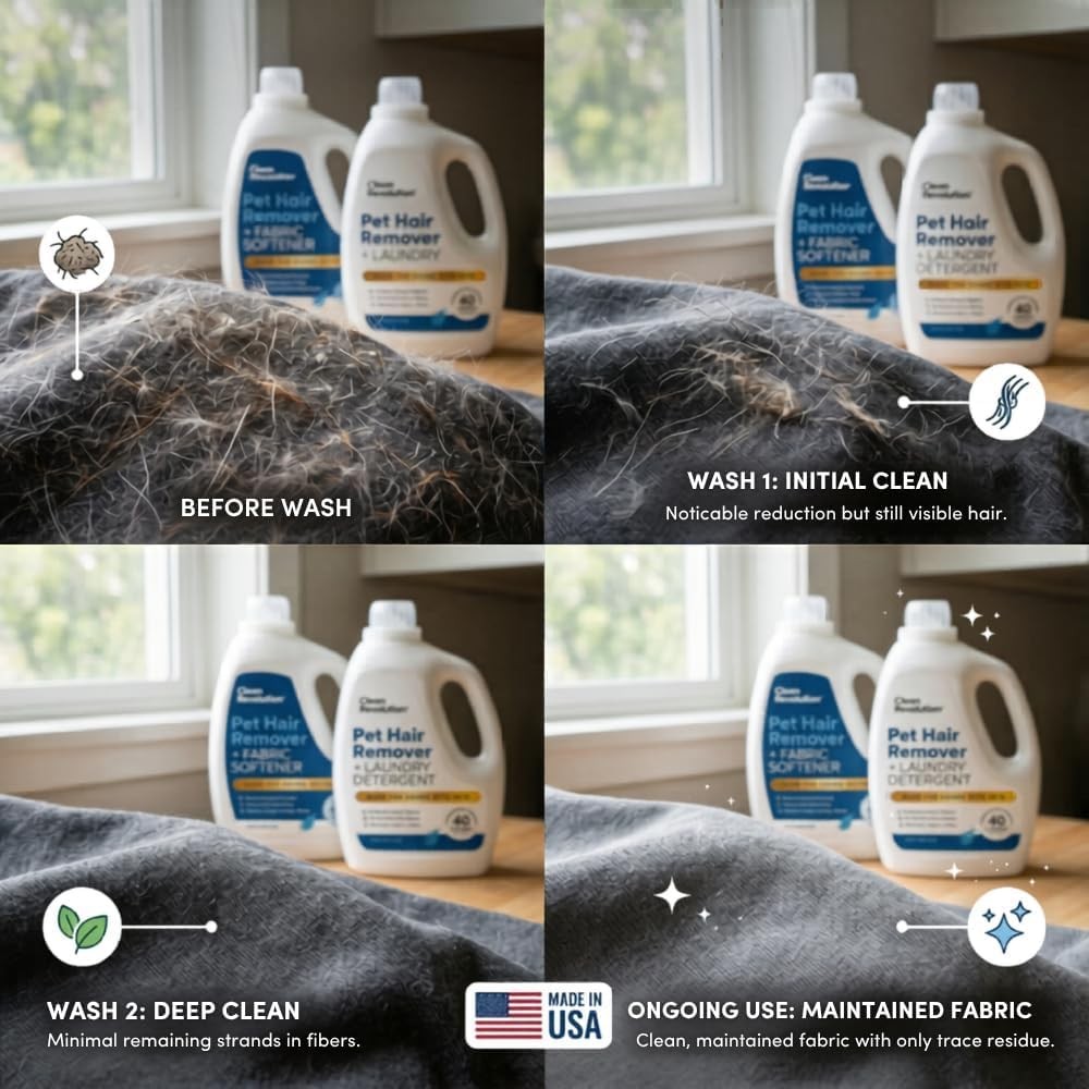 Clean Revolution Pet Hair Remover for Laundry 40 Fl Oz (Pack of 2), Clear