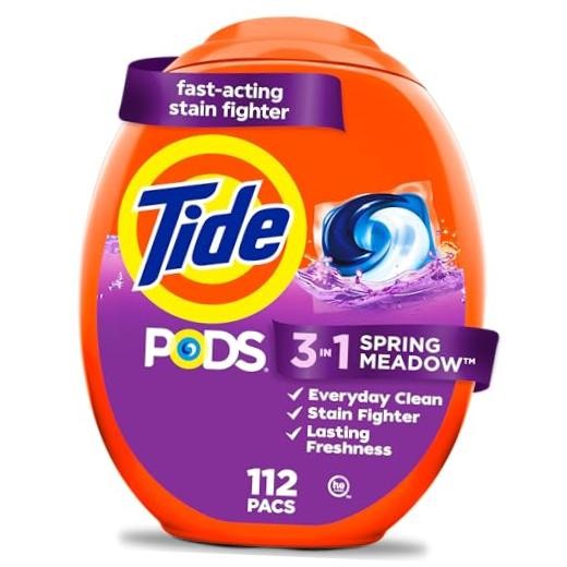 PODS laundry detergent pacs – 3-in-1 Stain 112 Count – Spring Meadow – Pack of 1