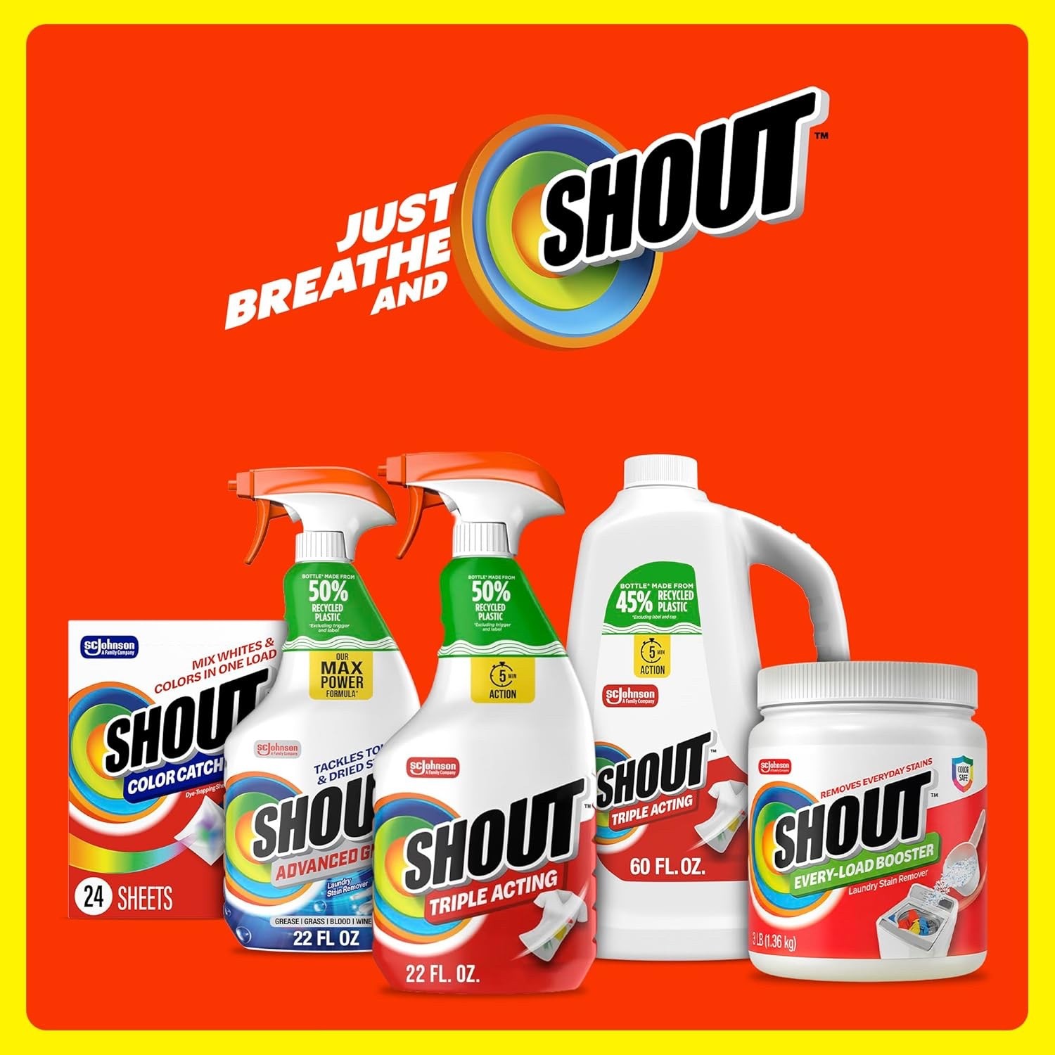 Shout Active Enzyme Laundry Stain Remover Spray, Triple-Acting Formula Clings, P