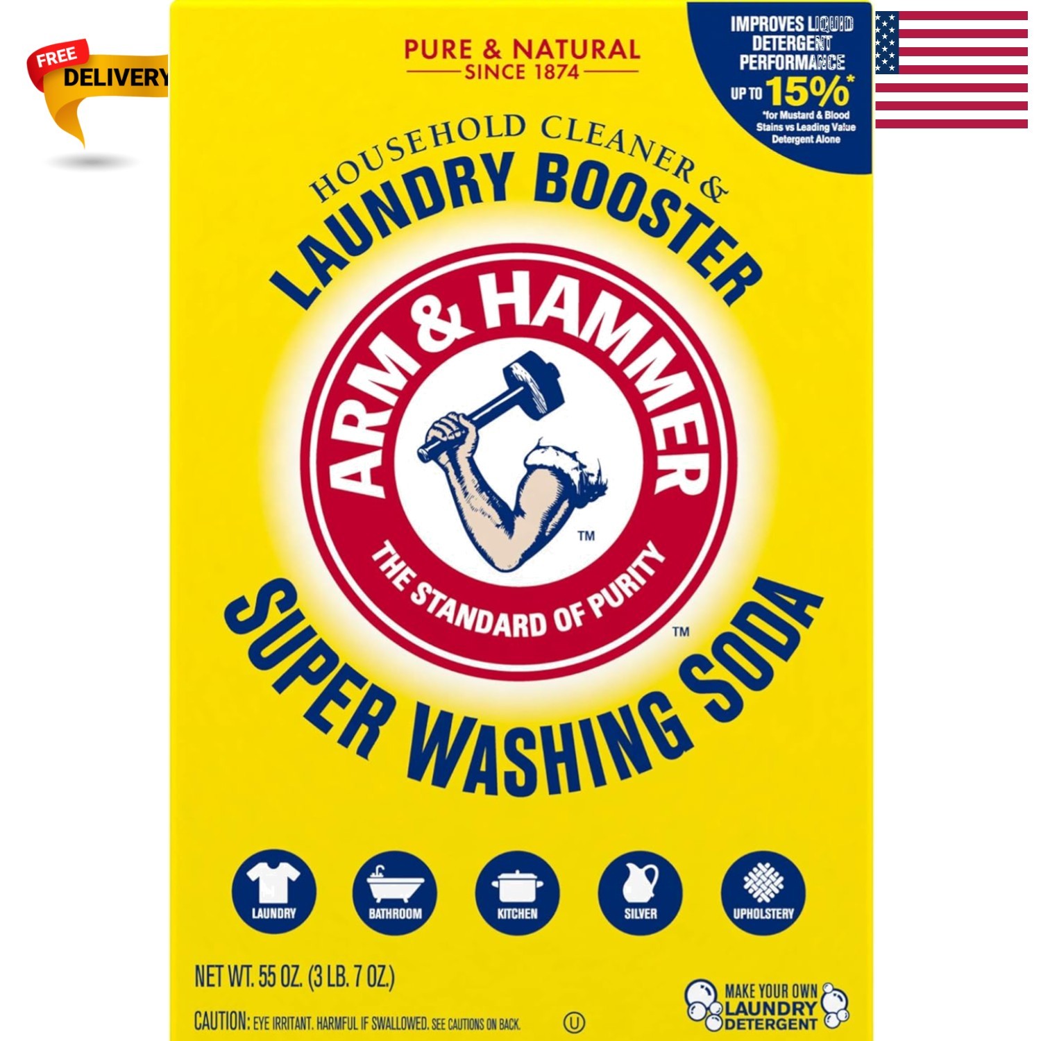 55 oz All-Natural Super Washing Soda – Enhances Laundry Brightness & Freshness