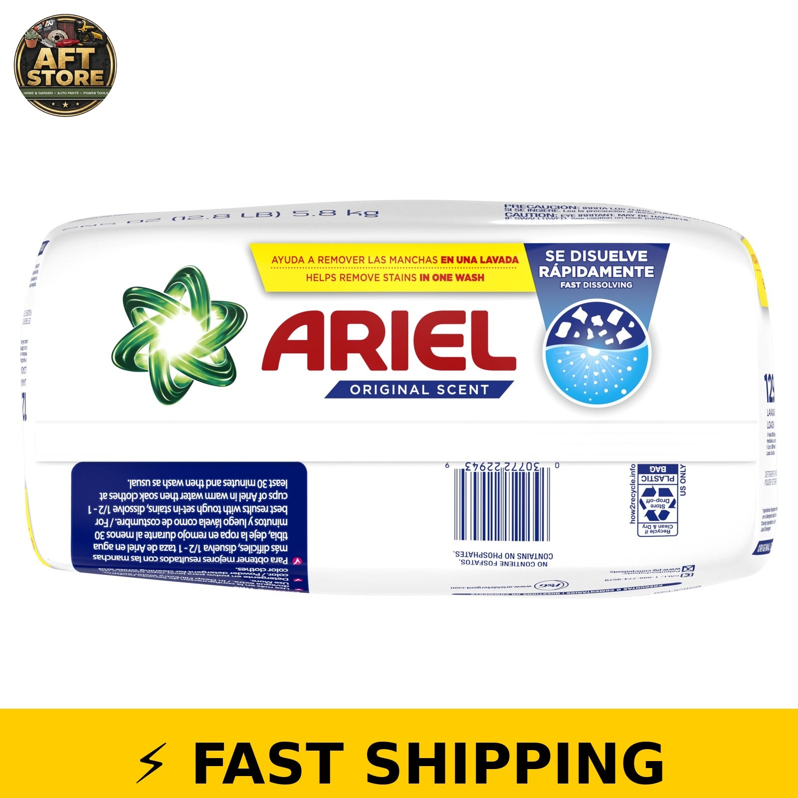Ariel Laundry Detergent Powder, Original Scent, 5.8 kg, 129 Loads