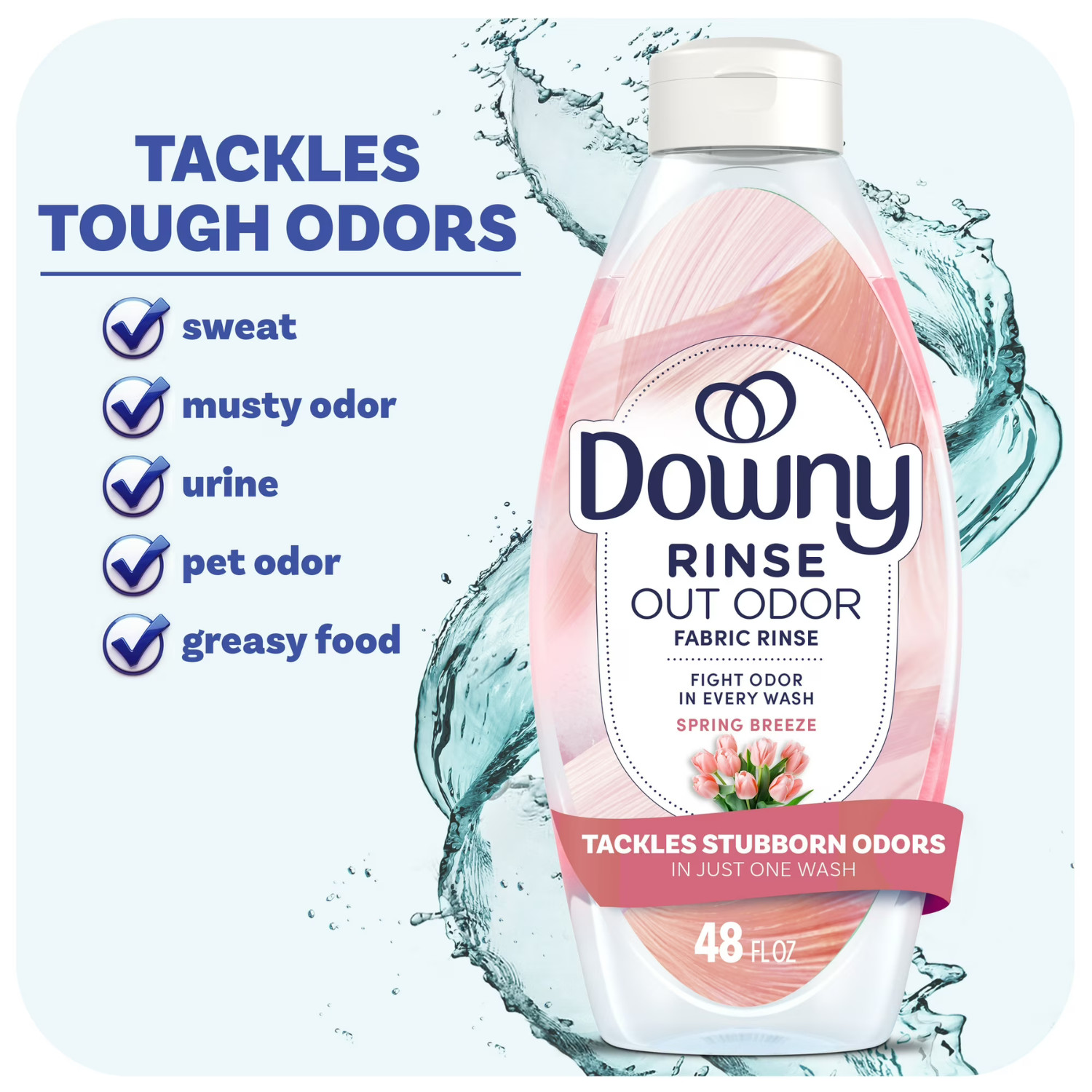 Downy Rinse Out Odor Rinse Spring Breeze Fabric Softener Fresh Scent 48fl 3 Pack