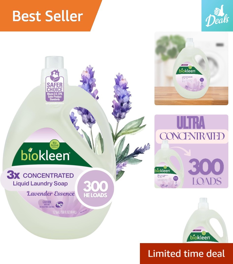 Gentle Laundry Detergent, 300 Loads – Eco-Friendly Liquid with Lavender Essence