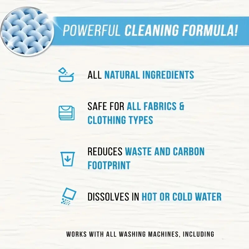 Laundry Detergent Eco Sheets Strong Decontamination & Hypoallergenic Cleaning