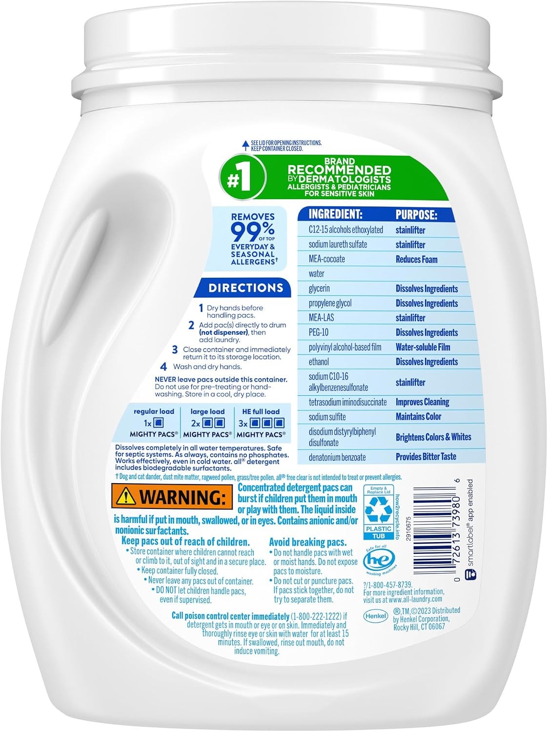 Unit Dose Laundry Detergent Mighty Pacs Free Clear 132 Count